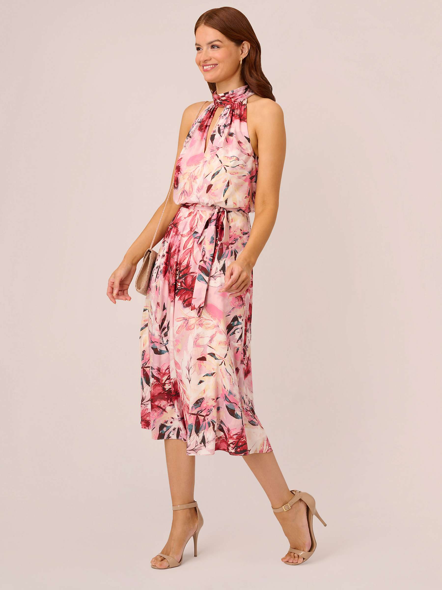 Buy Adrianna Papell Chiffon Bias Dress, Pink/Multi Online at johnlewis.com