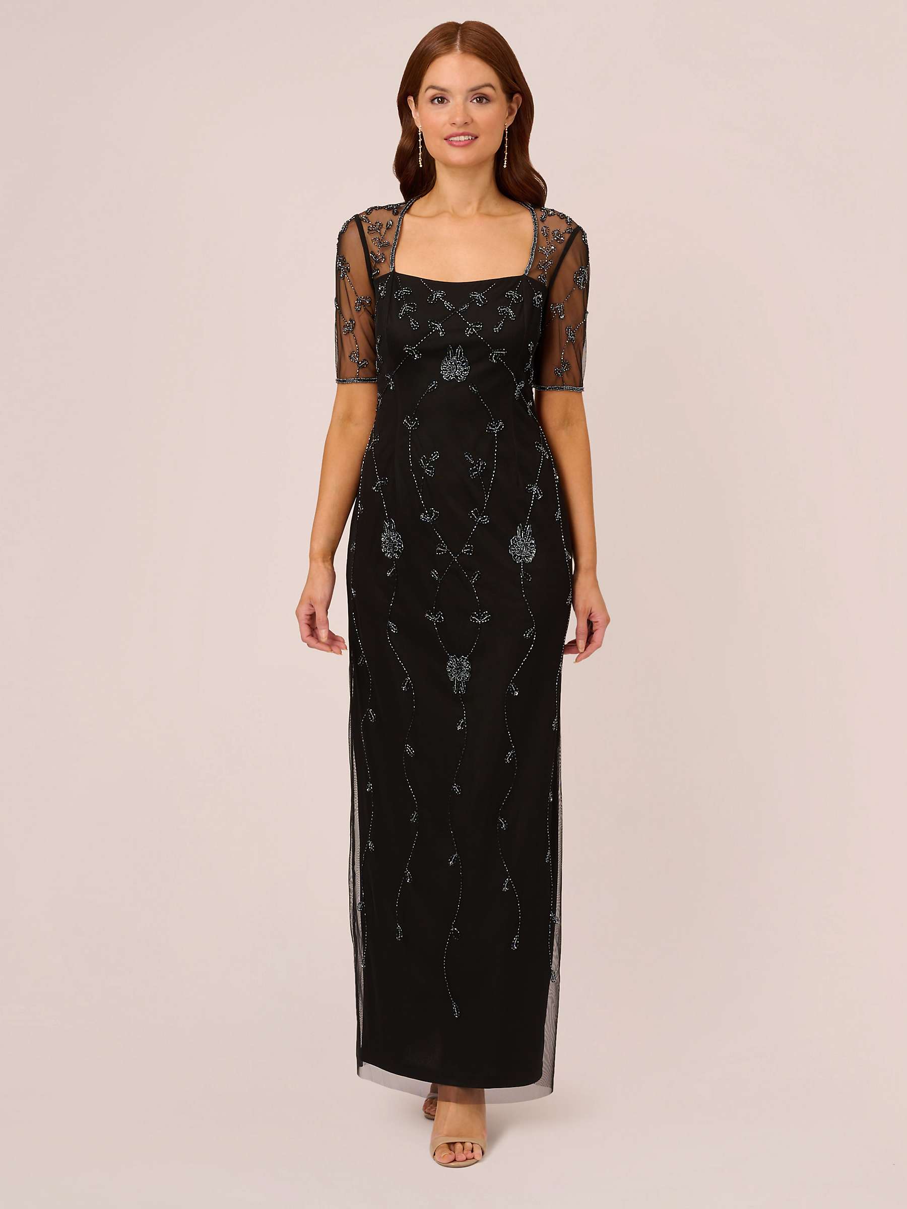 Buy Adrianna Papell Studio Beaded Maxi Dress, Black/Gunmetal Online at johnlewis.com