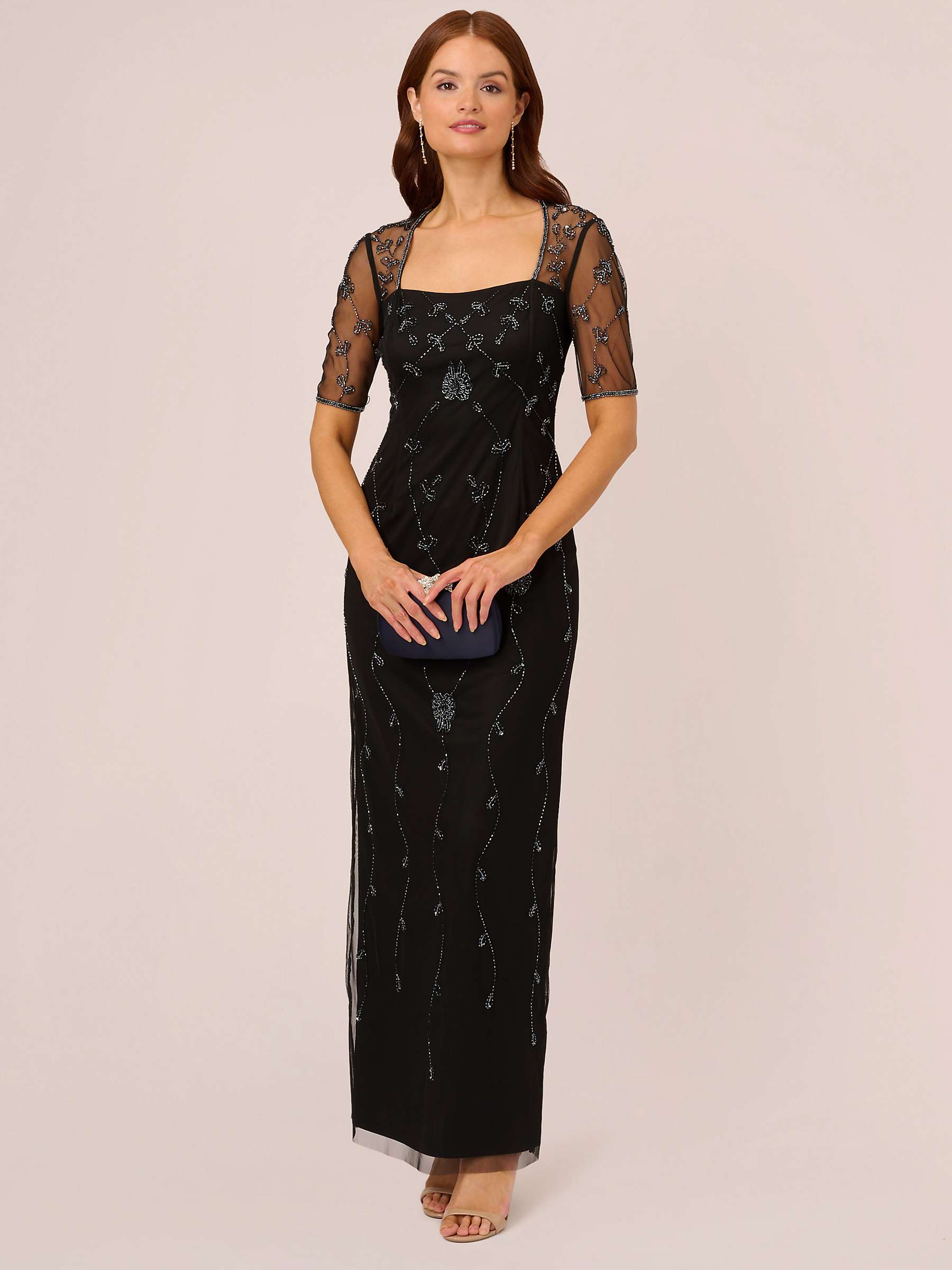 Buy Adrianna Papell Studio Beaded Maxi Dress, Black/Gunmetal Online at johnlewis.com