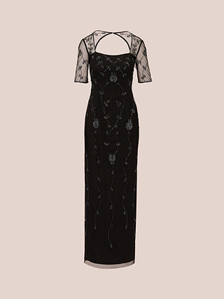 Adrianna Papell Studio Beaded Maxi Dress, Black/Gunmetal