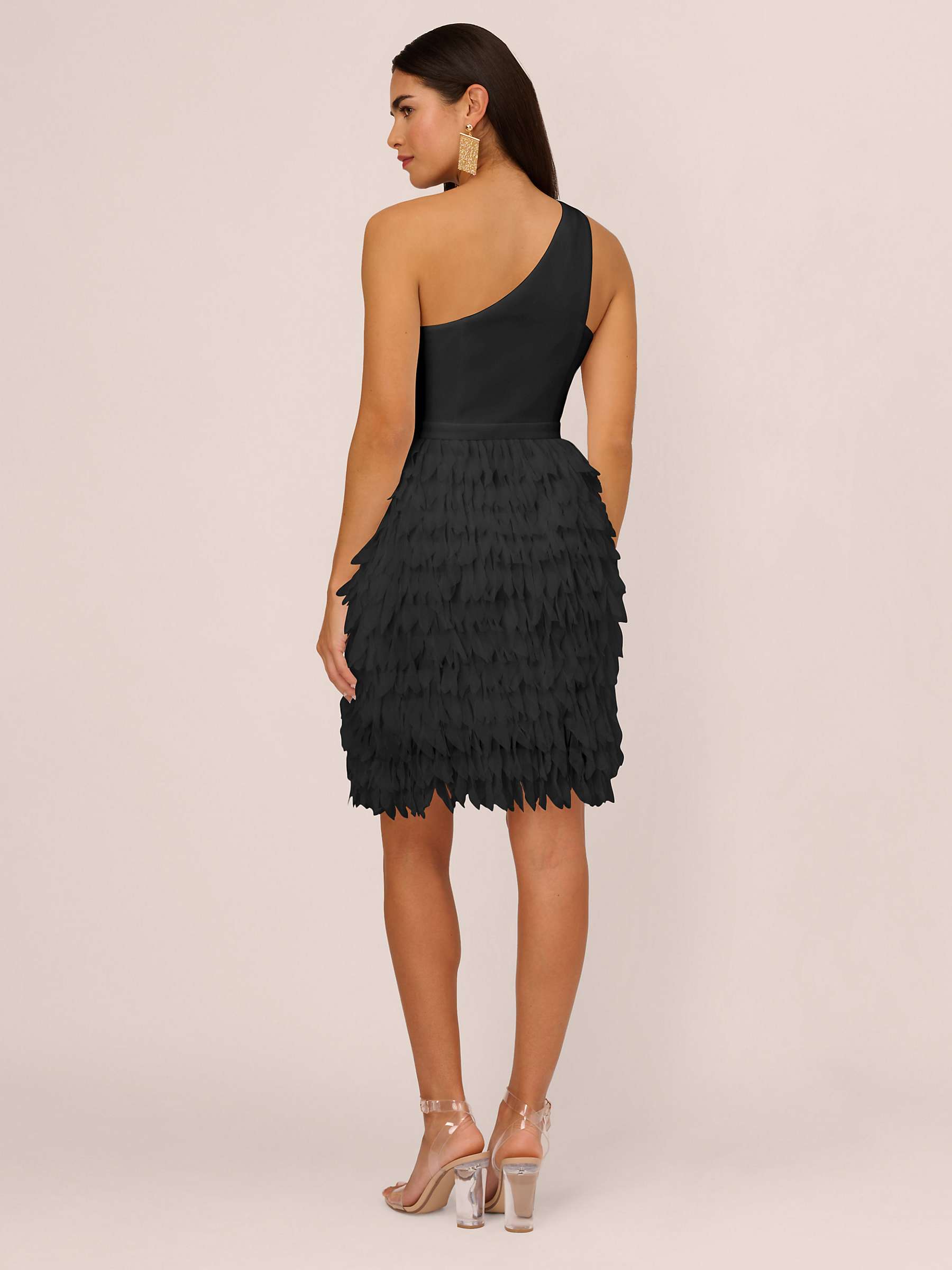 Buy Aidan by Adrianna Papell Chiffon Feather Cocktail Dress, Black Online at johnlewis.com