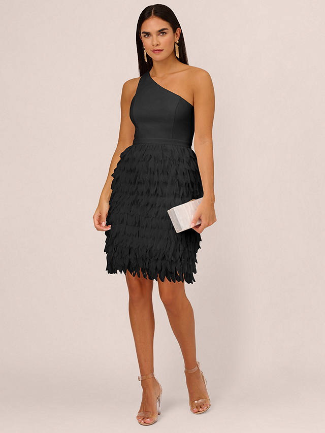 Aidan by Adrianna Papell Chiffon Feather Cocktail Dress, Black
