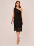 Adrianna Papell One Shoulder Lace Dress, Black