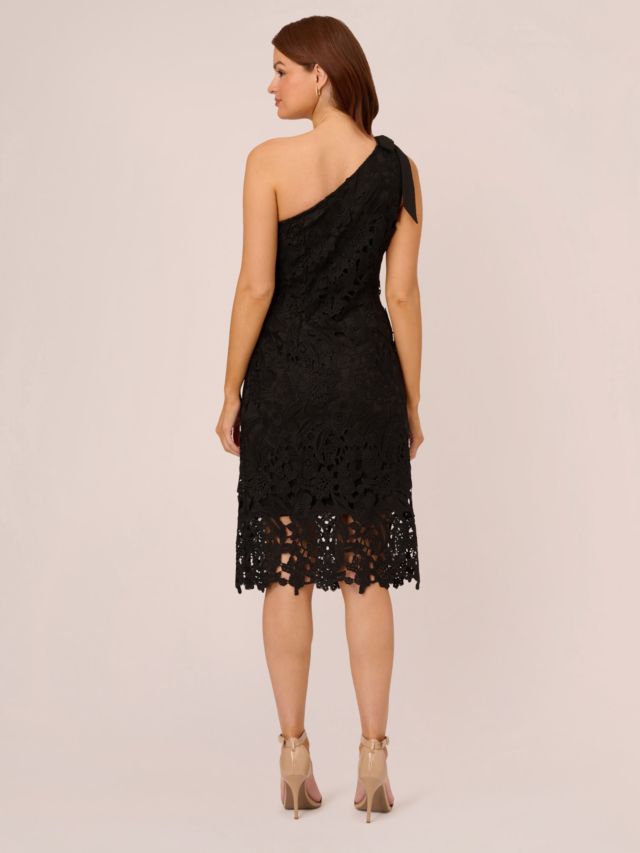 Adrianna Papell One Shoulder Lace Dress Black 6