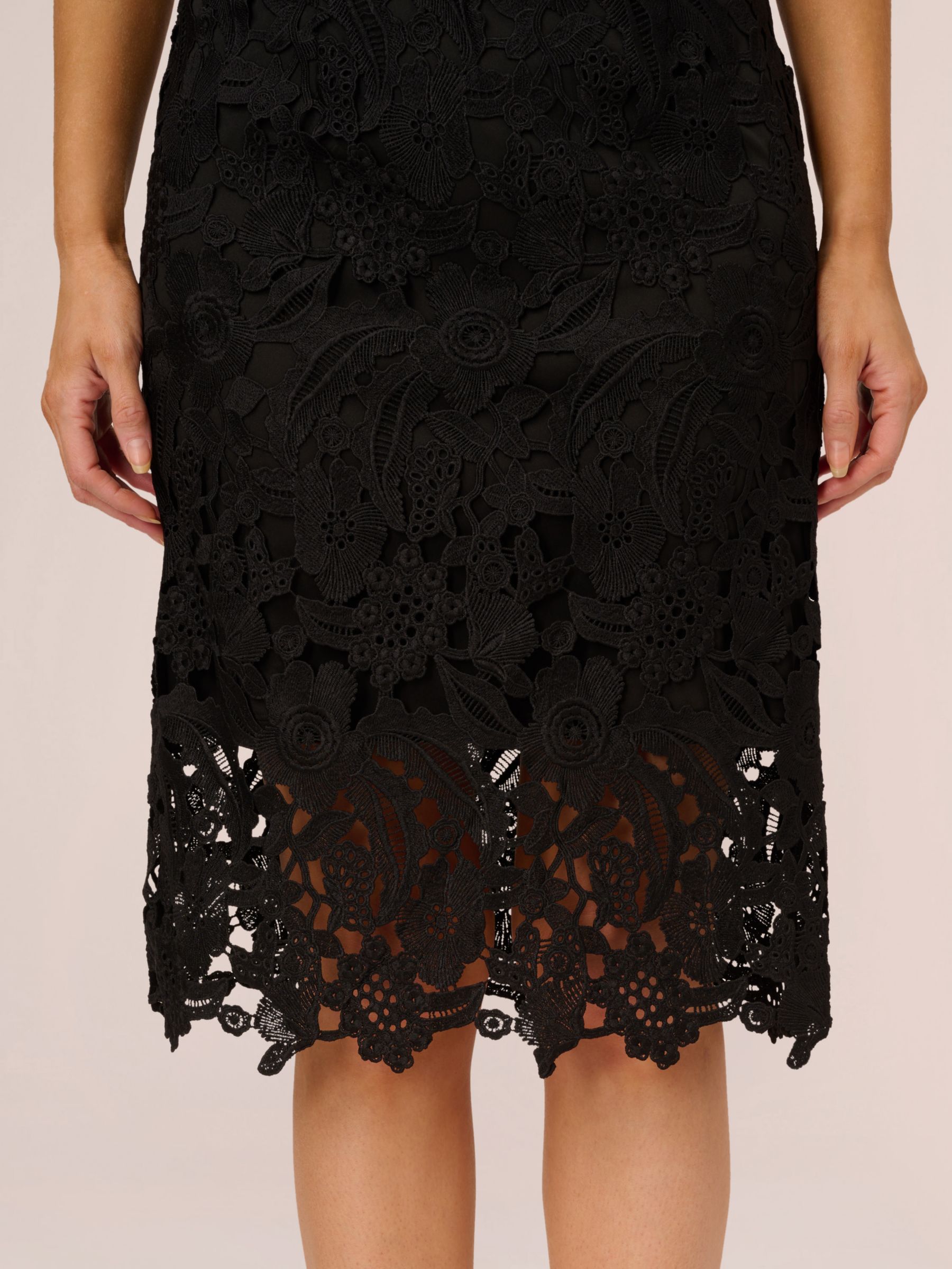 Adrianna Papell One Shoulder Lace Dress Black at John Lewis