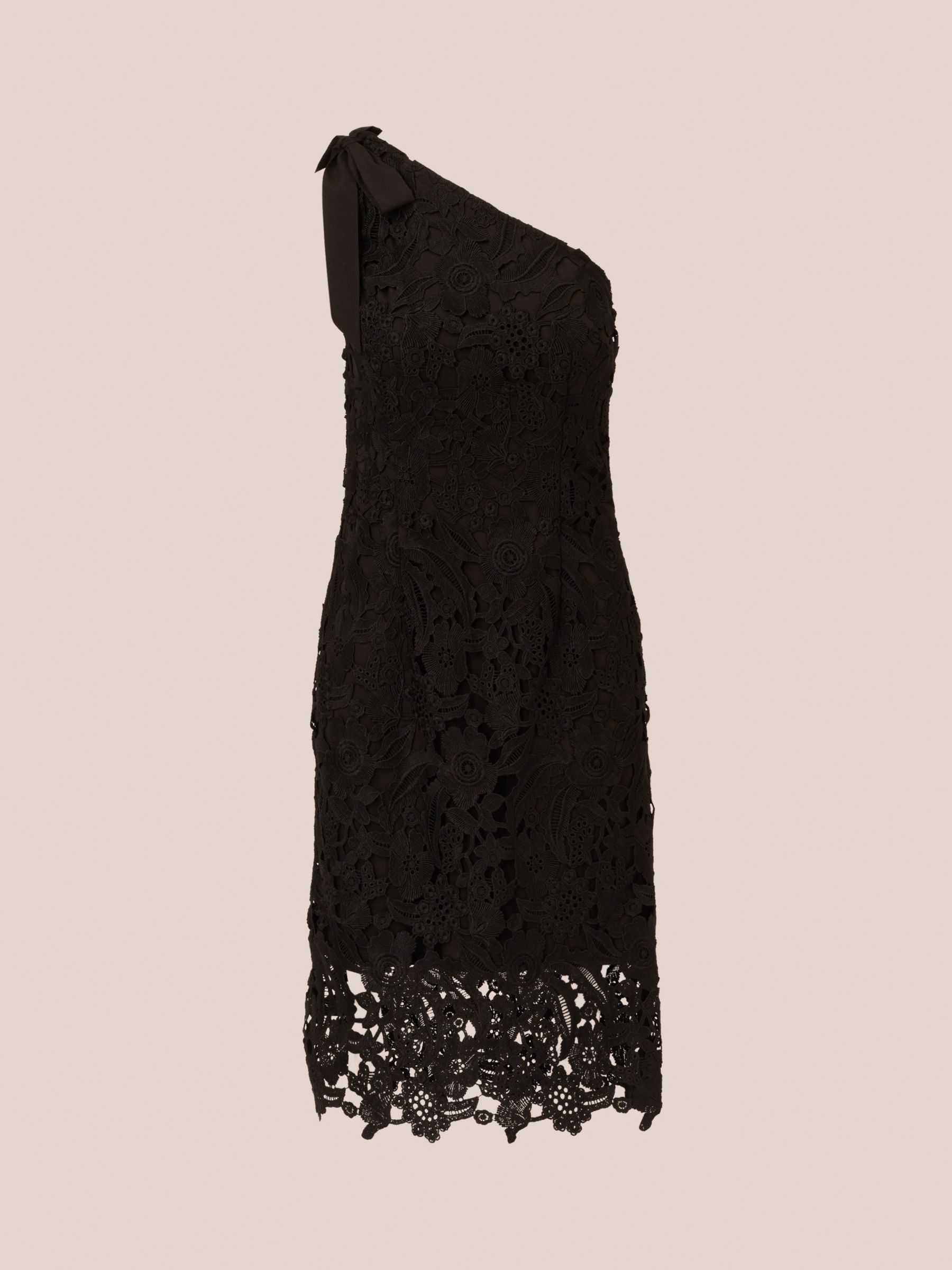 Adrianna Papell One Shoulder Lace Dress Black at John Lewis