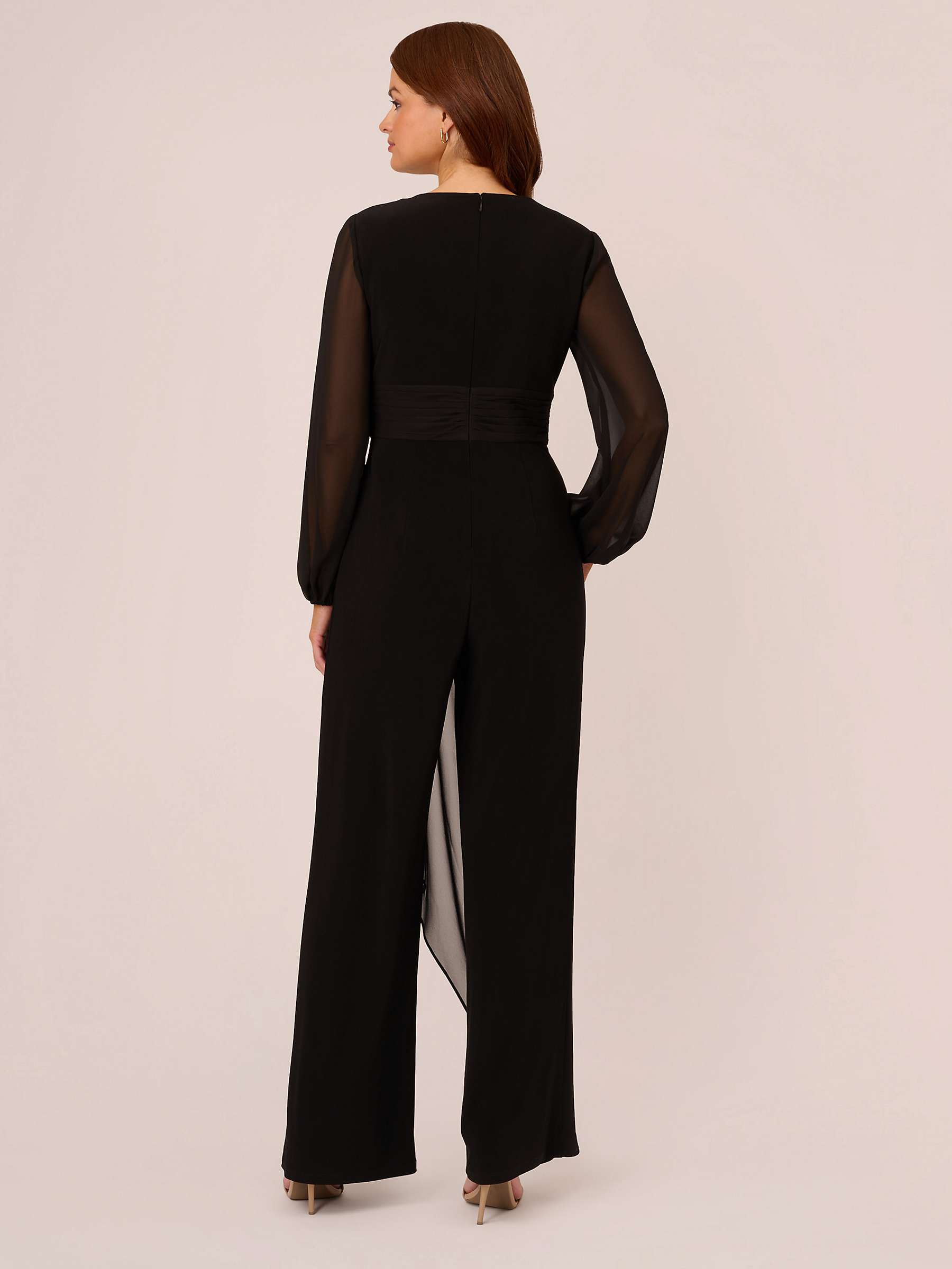 Buy Adrianna Papell Jersey Chiffon Combo Jumpsuit, Black Online at johnlewis.com