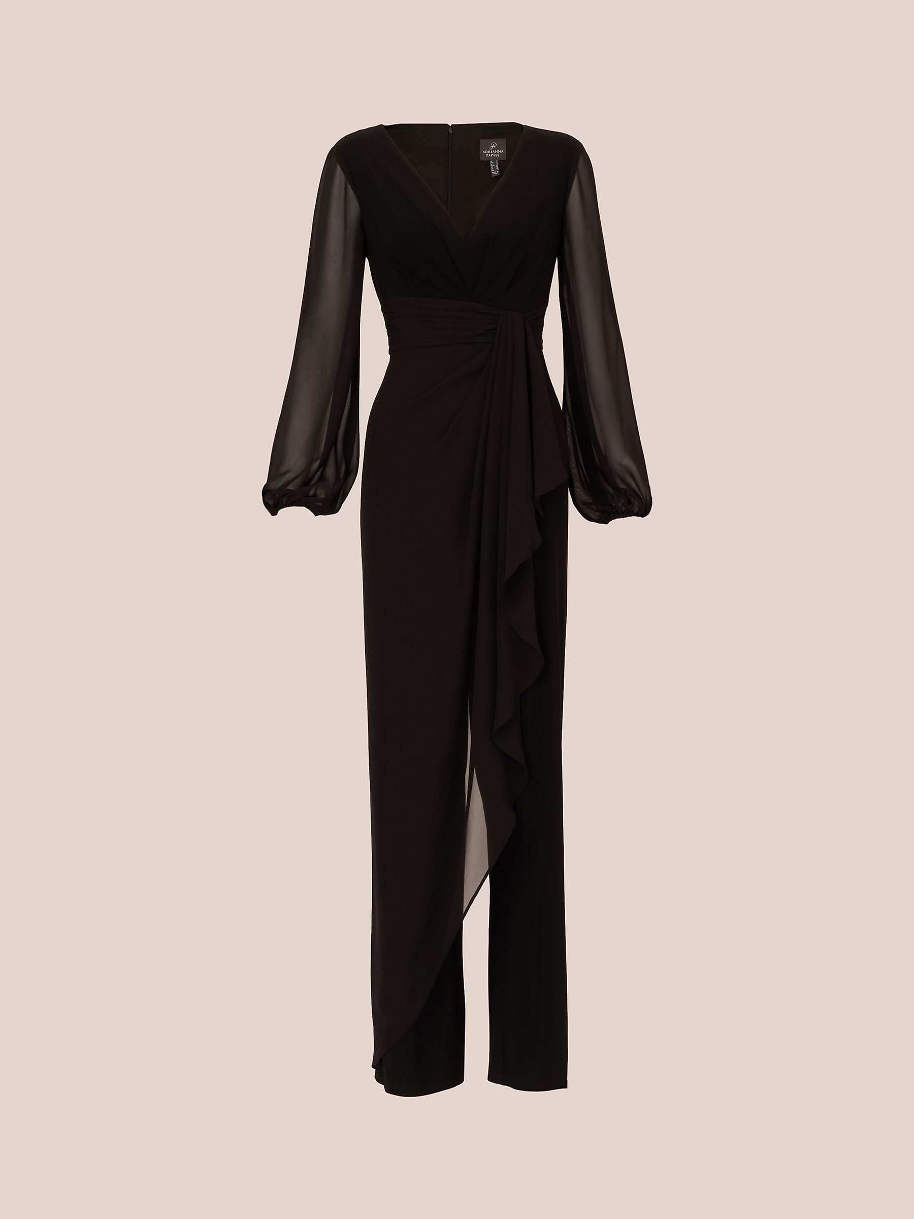 Buy Adrianna Papell Jersey Chiffon Combo Jumpsuit, Black Online at johnlewis.com