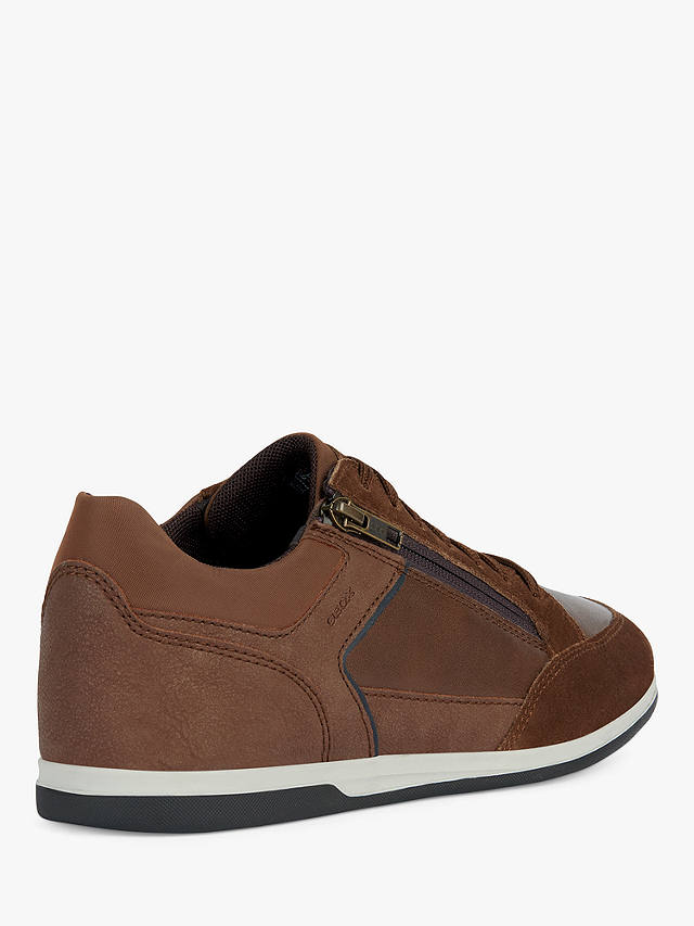 Geox Renan Wide Fit Leather Slip On Trainers, Brown Cotto at John Lewis ...