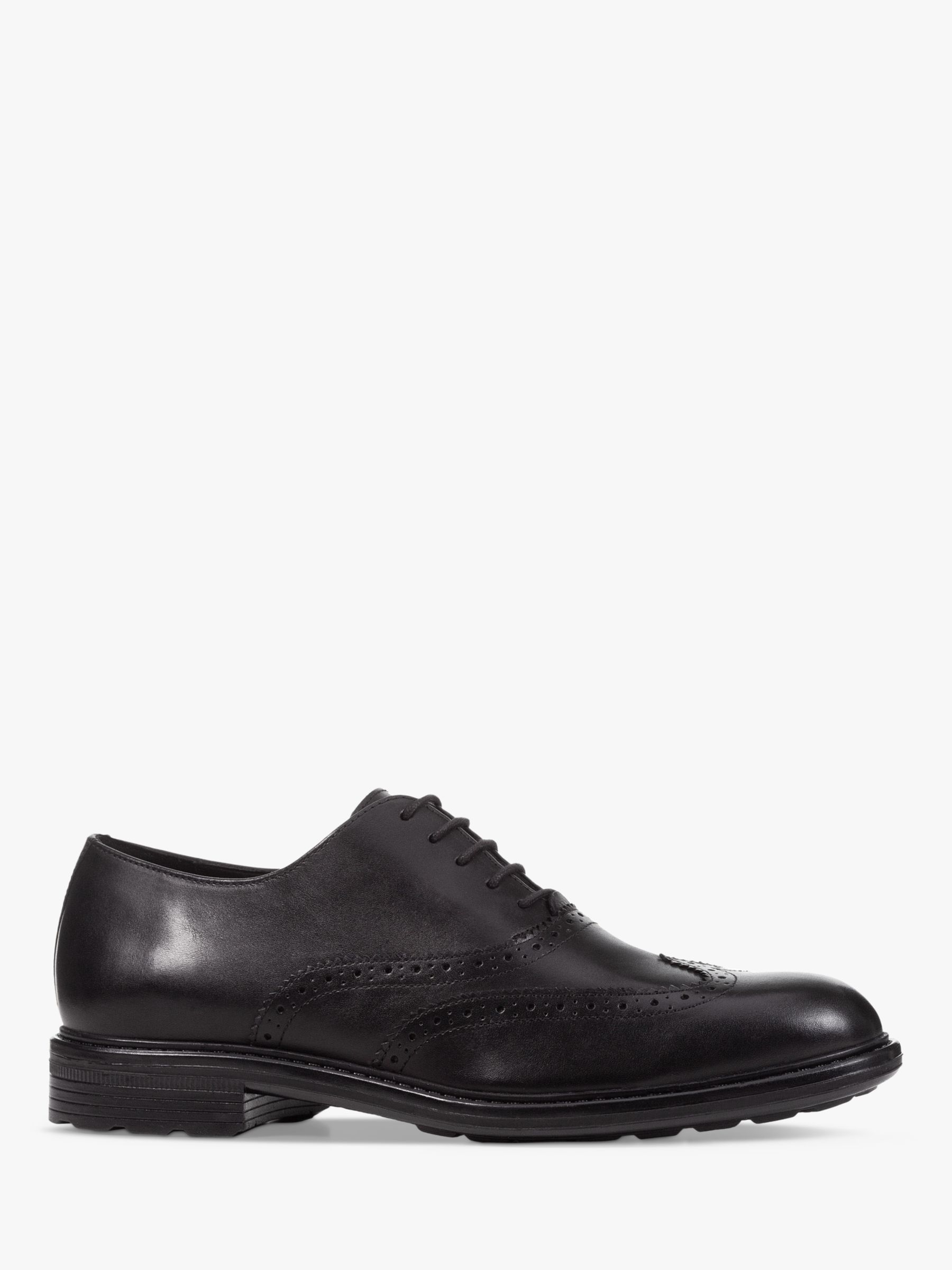 Geox Walk Pleasure Leather Brogue Shoes, Black at John Lewis & Partners