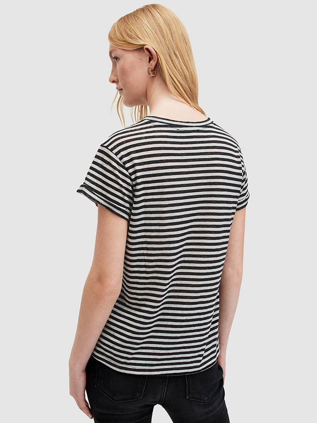 AllSaints Anna Stripe T-Shirt, Chalk/Ink