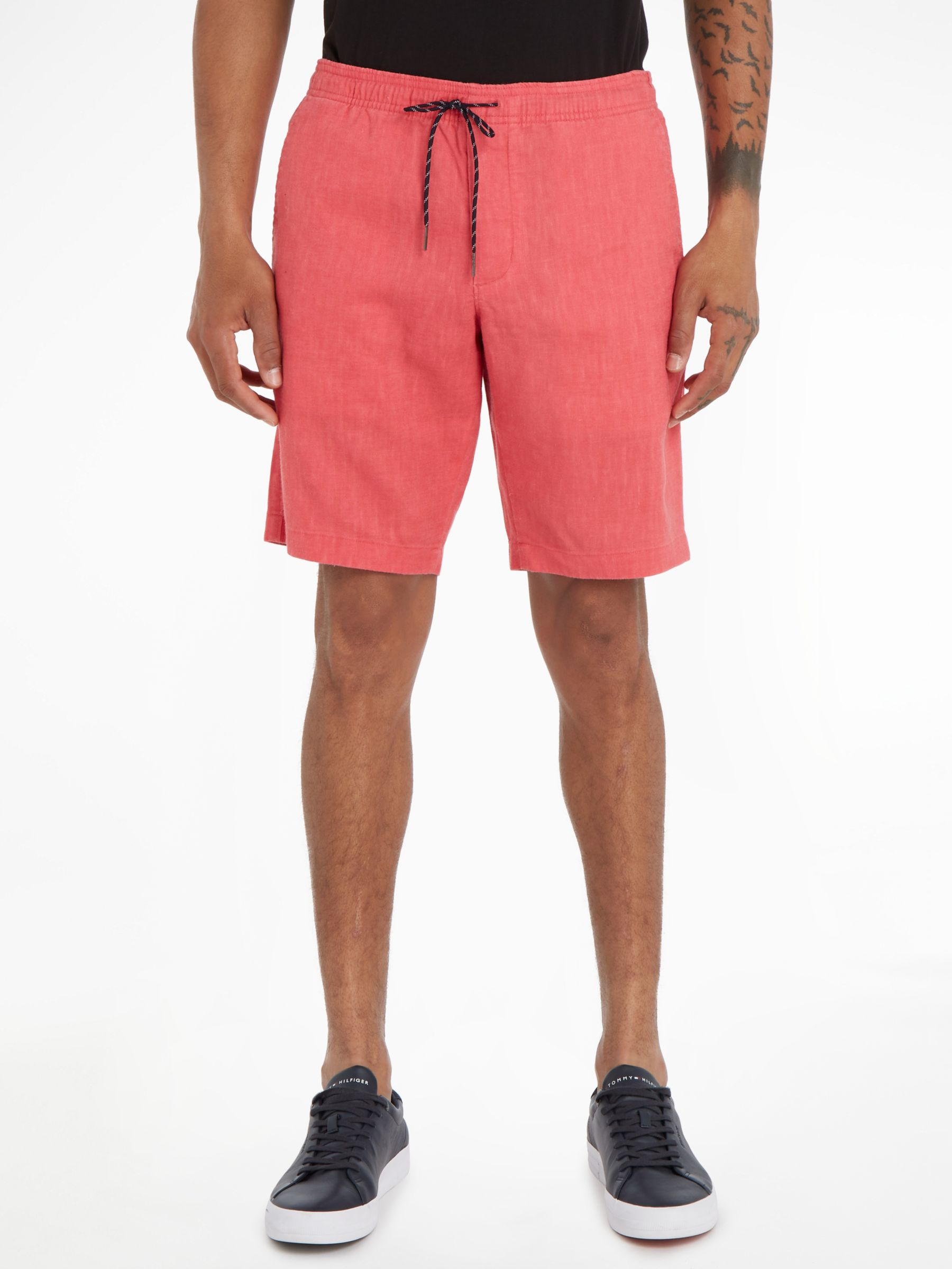 Tommy Hilfiger Linen Shorts, Deep Crimson Fruit at John Lewis & Partners