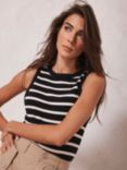 Mint Velvet Striped Vest Top, Black/White