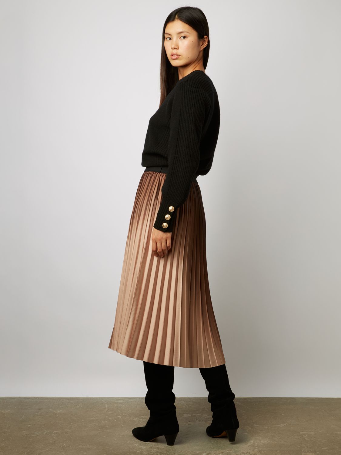 Buy Gerard Darel Balkiss Pleated Skirt, Brown Online at johnlewis.com