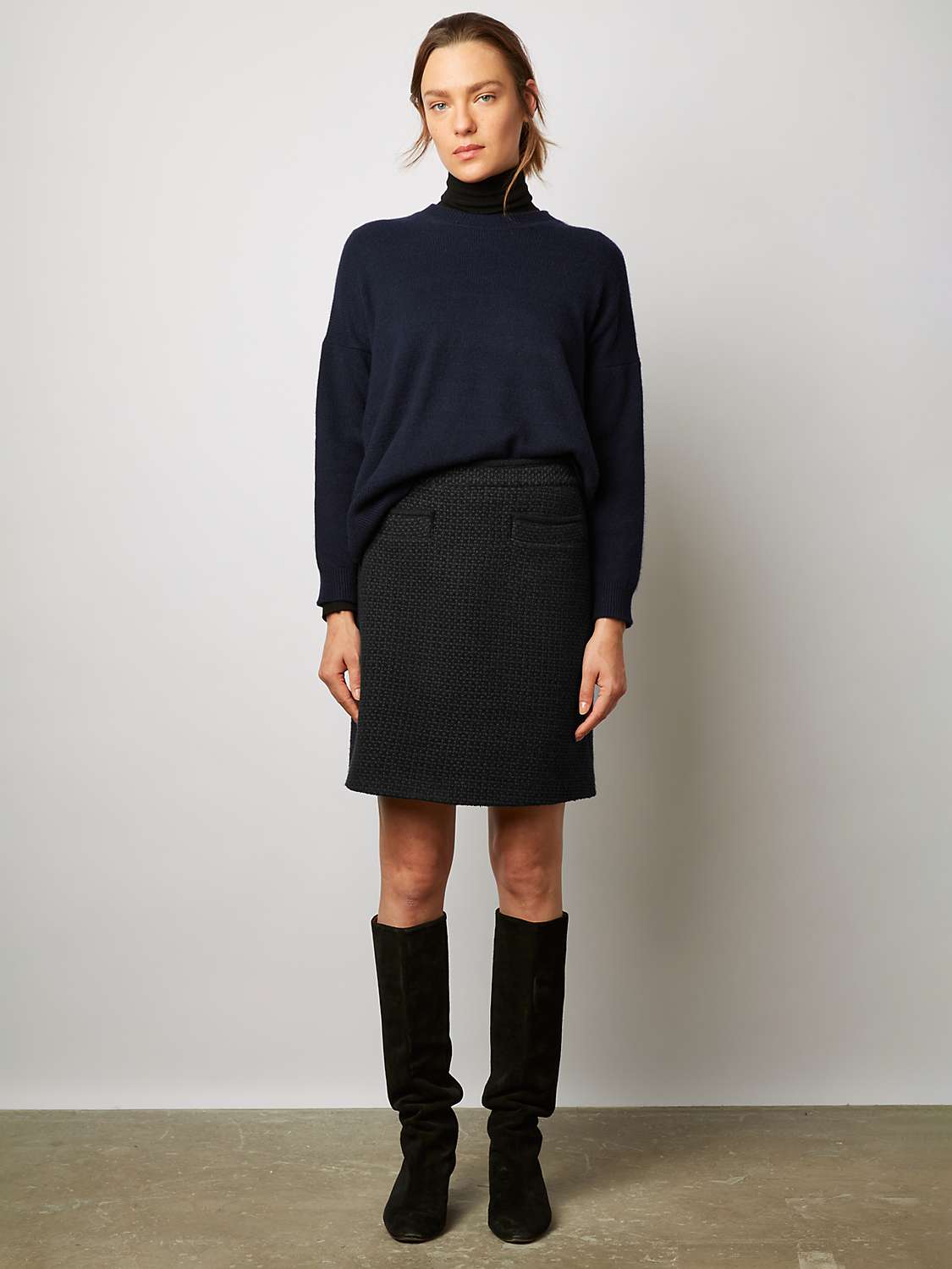 Buy Gerard Darel Bartholome Tweed Mini Skirt, Black Online at johnlewis.com