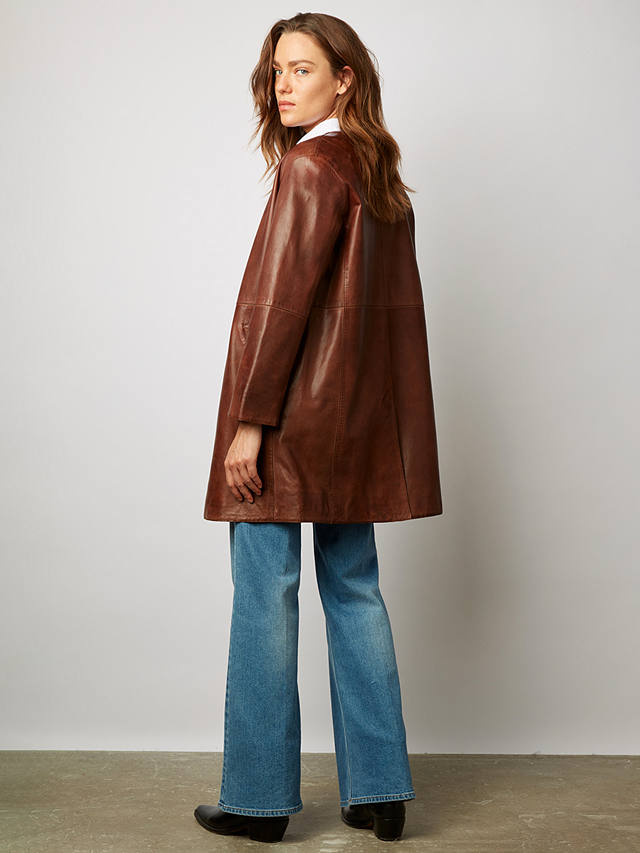 Gerard Darel Nalinha Plain Leather Coat, Brown