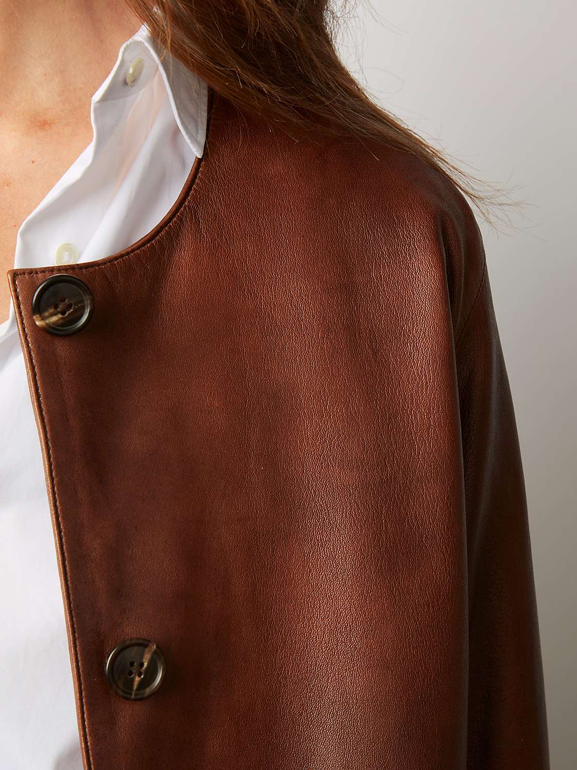 Buy Gerard Darel Nalinha Plain Leather Coat, Brown Online at johnlewis.com