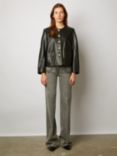 Gerard Darel Najya Plain Short Leather Jacket, Black