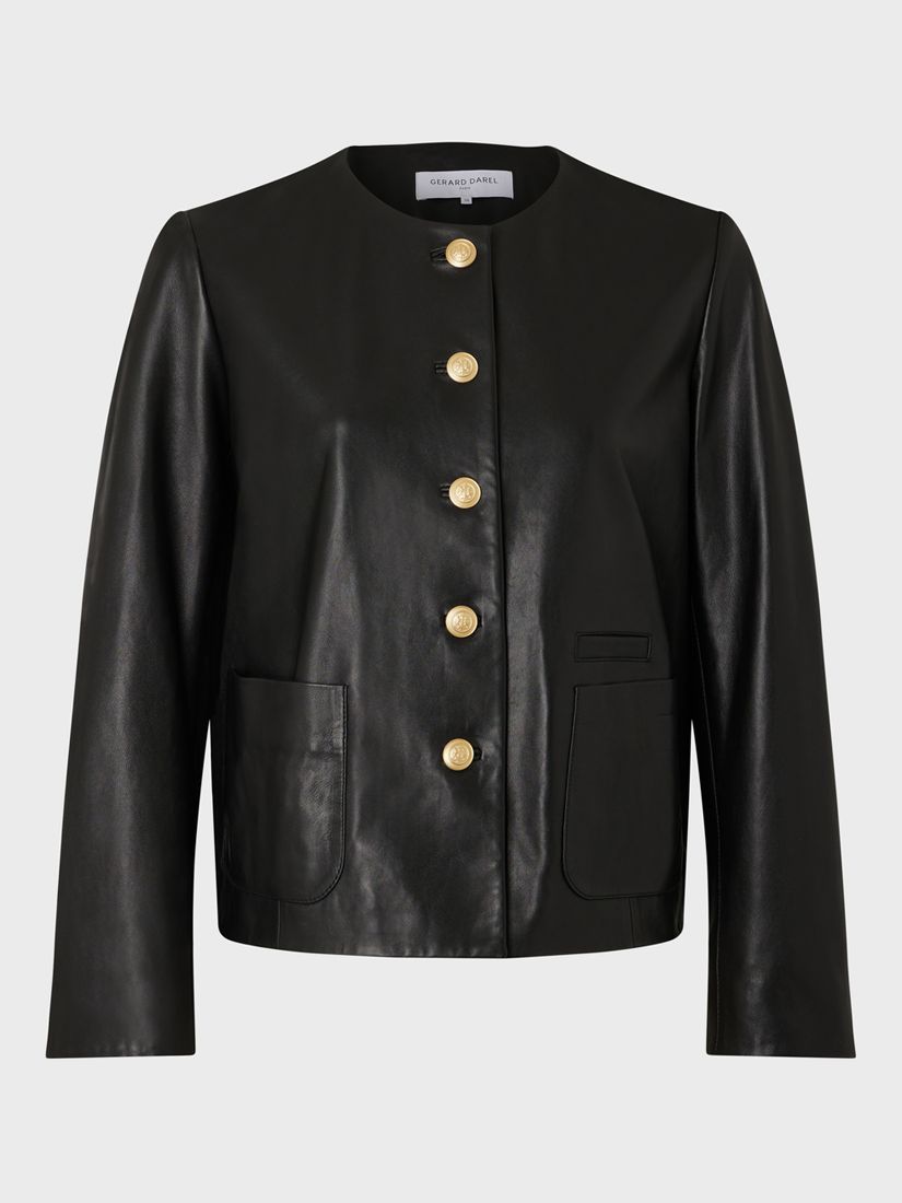 Buy Gerard Darel Najya Plain Short Leather Jacket, Black Online at johnlewis.com