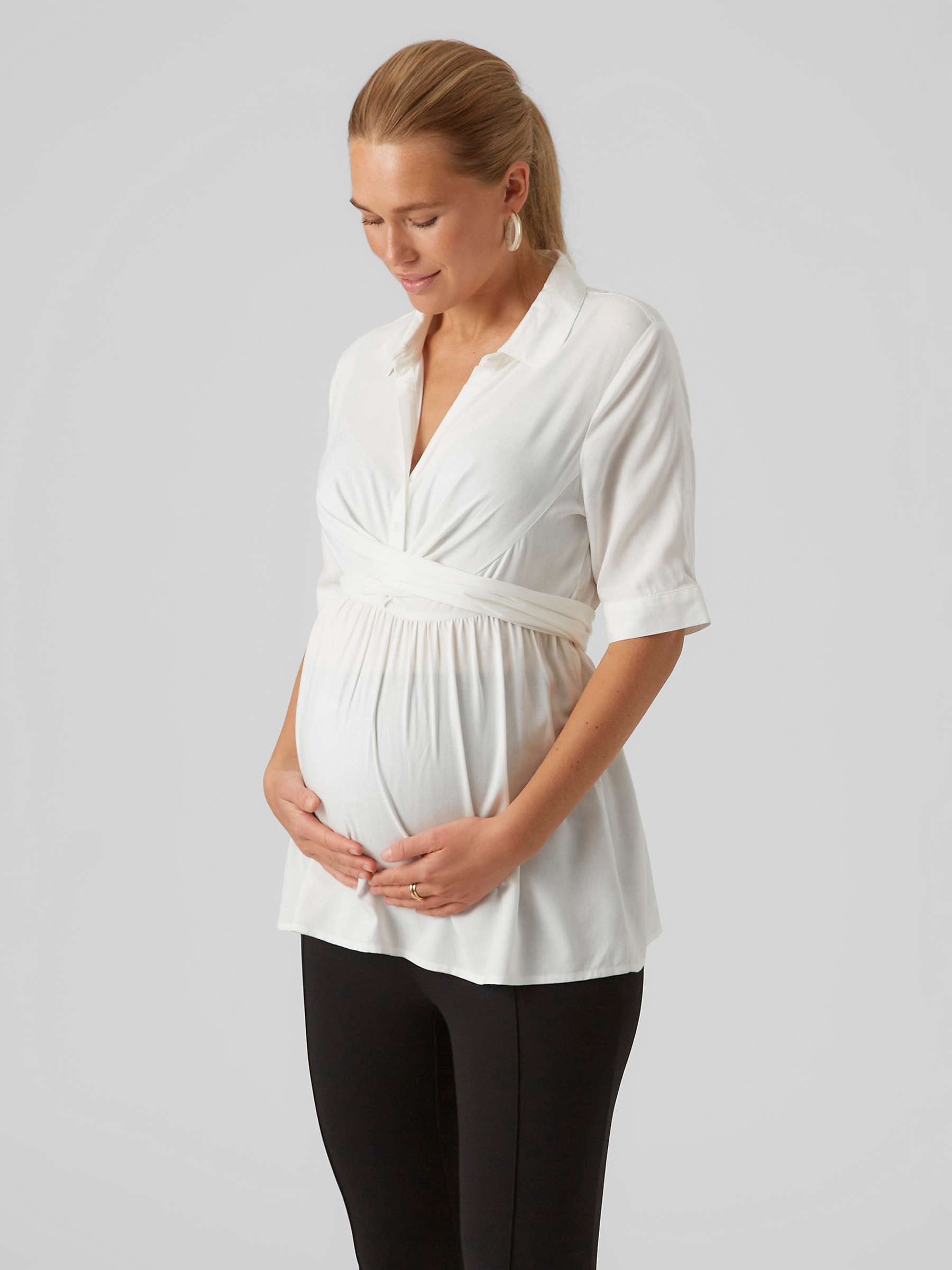 Buy Mamalicious Eline Belted Maternity & Nursing Top, Snow White Online at johnlewis.com