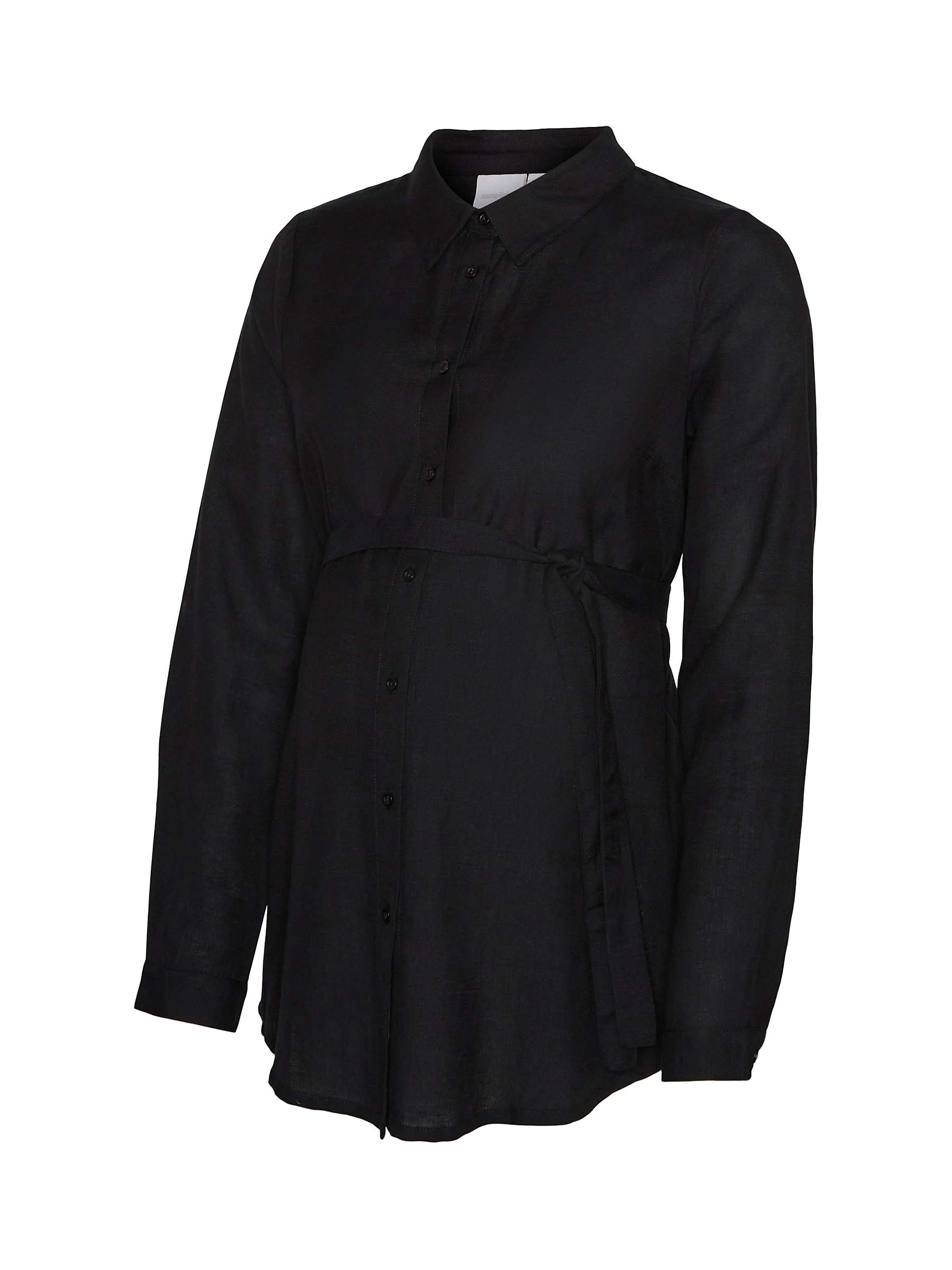 Buy Mamalicious Petra Plain Belted Maternity Shirt, Black Online at johnlewis.com