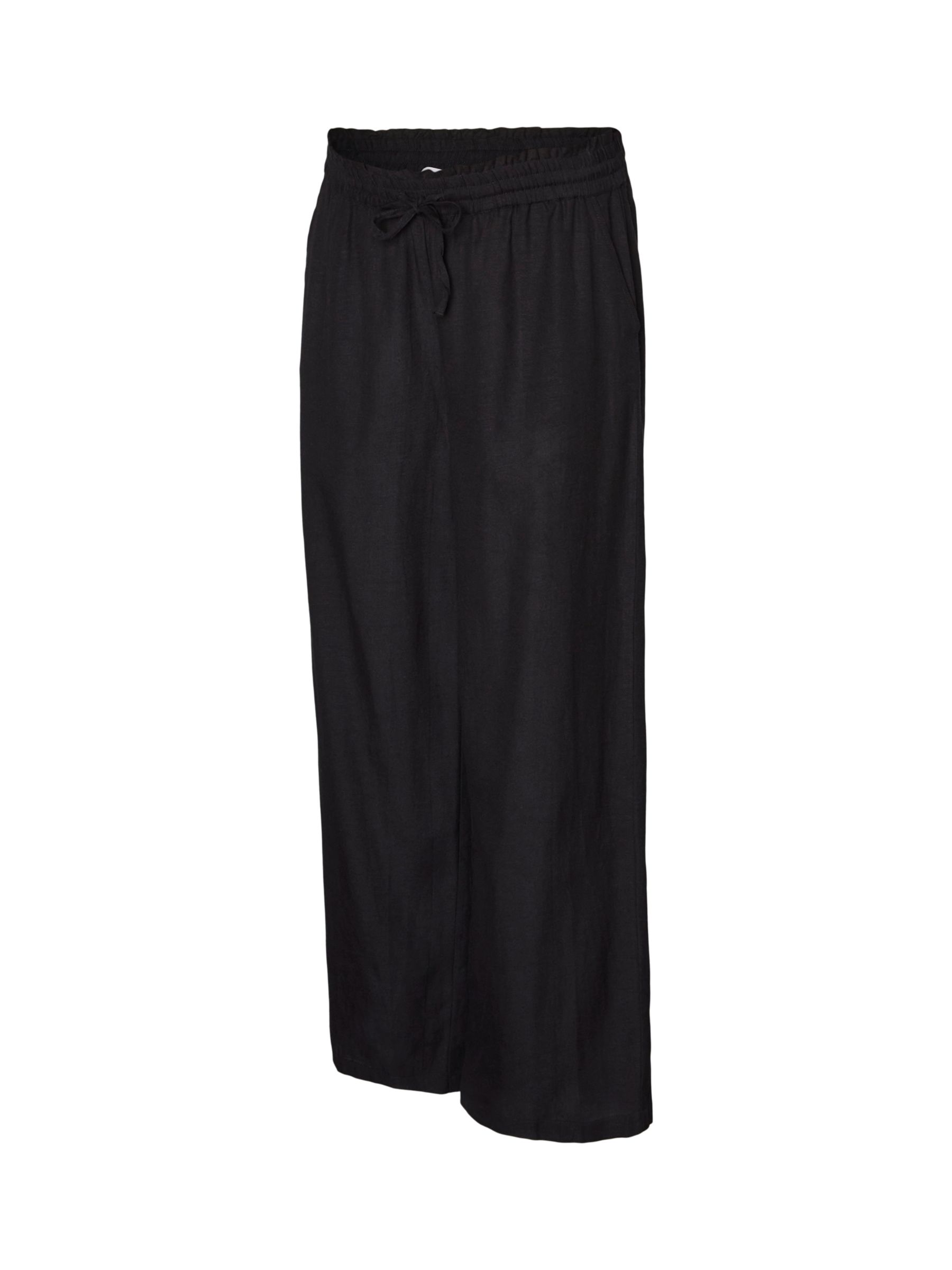 Mamalicious Petra Plain Wide Leg Maternity Trousers, Black, S