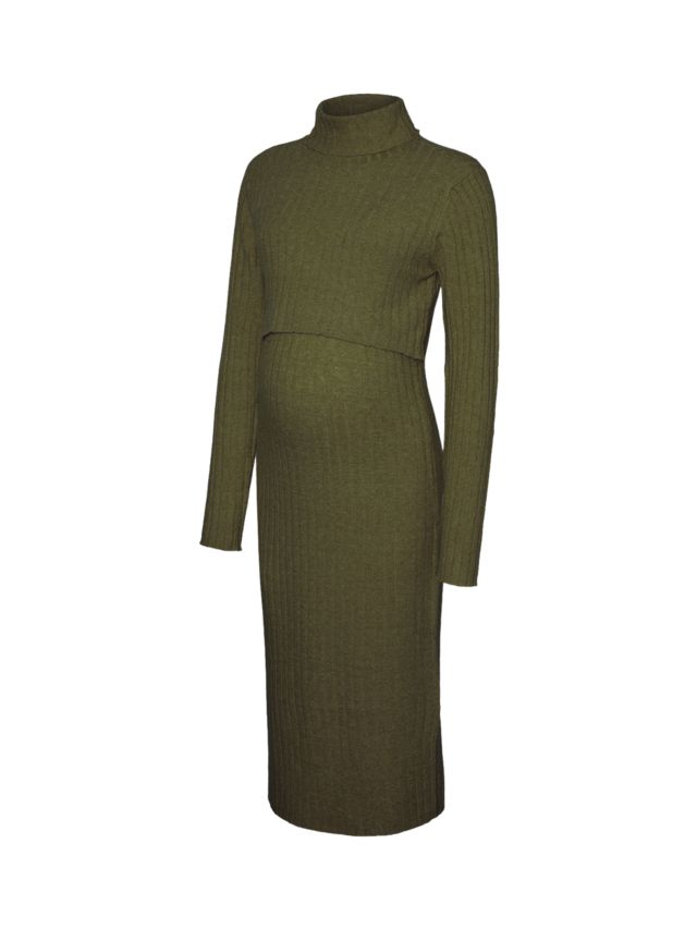 Mamalicious Suniva Maternity & Nursing Knit Dress, Winter Moss, S