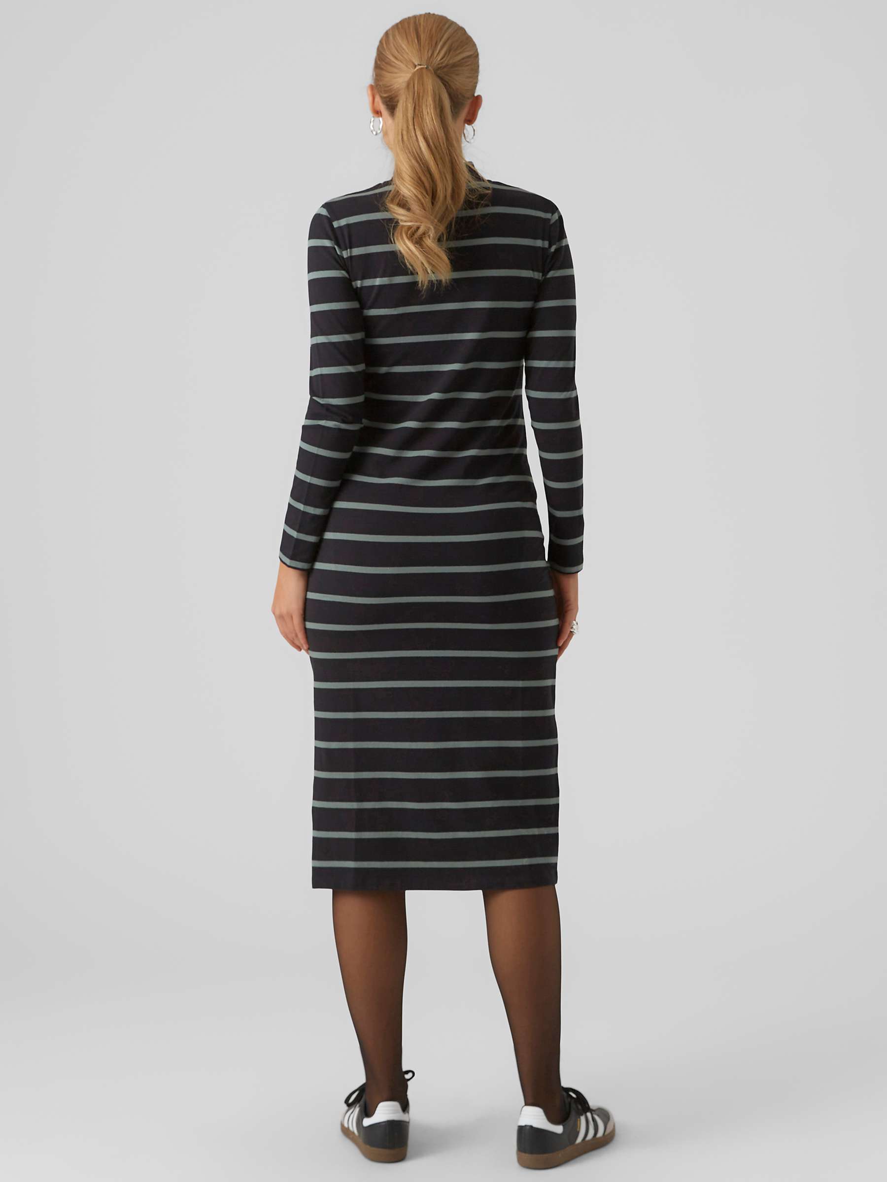 Buy Mamalicious Mia Stripe Bodycon Maternity Dress, Black/Dark Forest Online at johnlewis.com