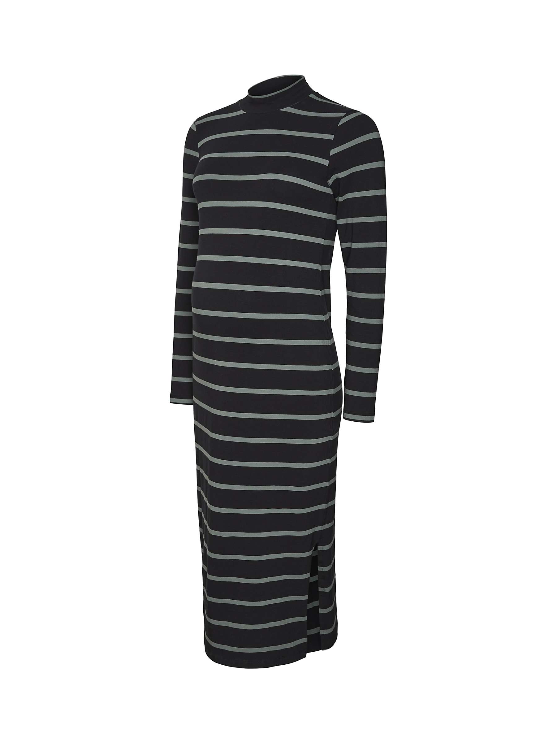 Buy Mamalicious Mia Stripe Bodycon Maternity Dress, Black/Dark Forest Online at johnlewis.com