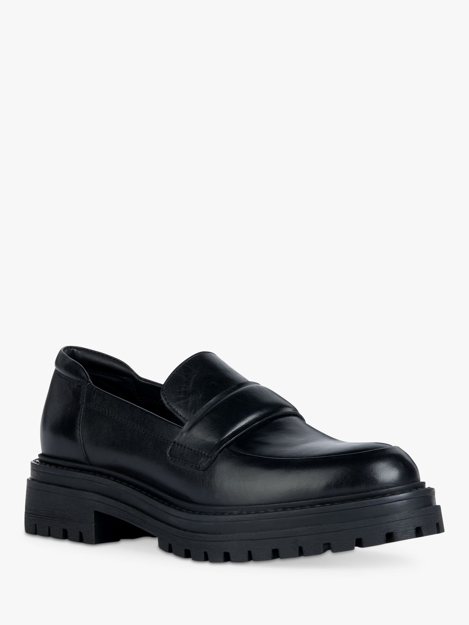 Geox Iridea Leather Loafers, Black at John Lewis & Partners
