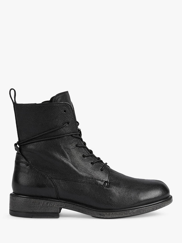 Geox Catria Leather Lace Up Ankle Boots, Black