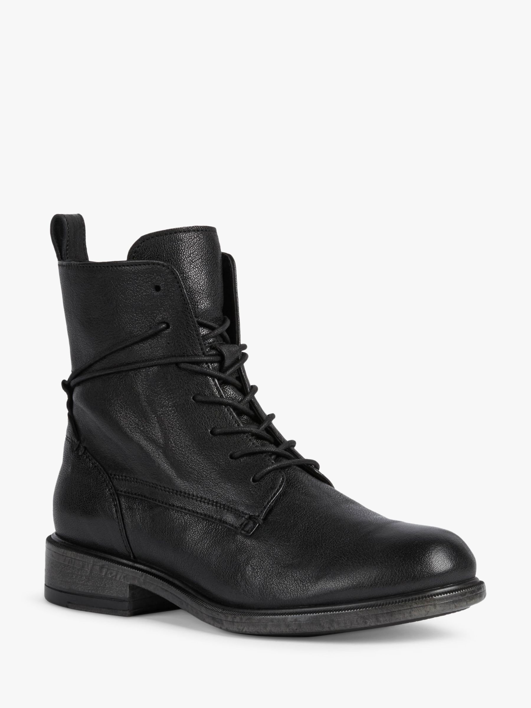 Geox Catria Leather Lace Up Ankle Boots, Black at John Lewis & Partners