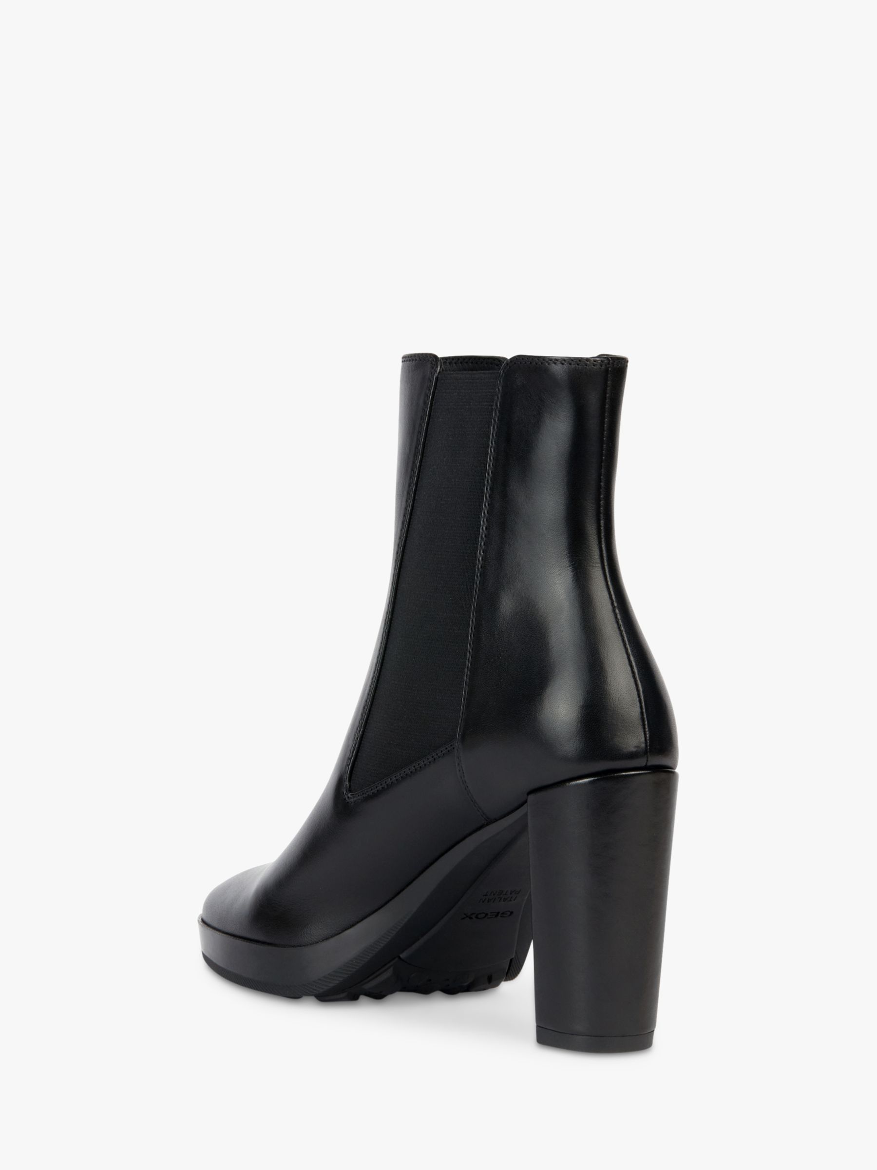 Geox Walk Pleasure 85 Wide Fit Leather Ankle Boots, Black at John Lewis ...
