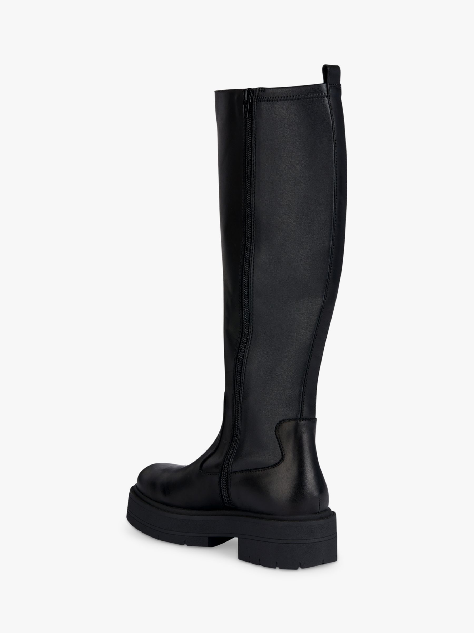 Geox Spherica EC7 Leather Blend Knee High Boots, Black