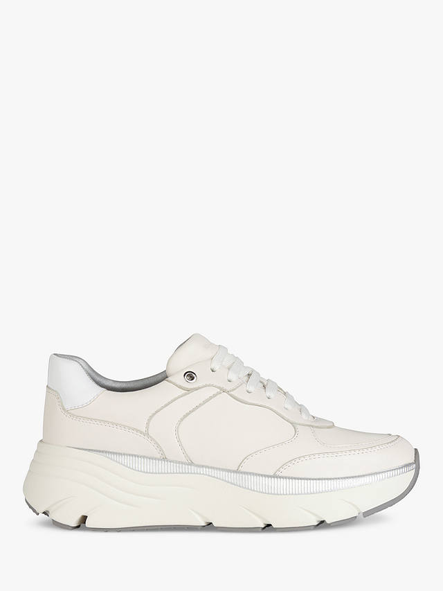 Geox Diamanta Leather Lace Up Shoes, Off White at John Lewis & Partners