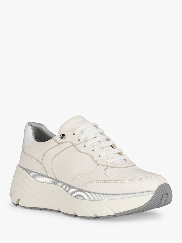 Geox Diamanta Leather Lace Up Shoes, Off White at John Lewis & Partners