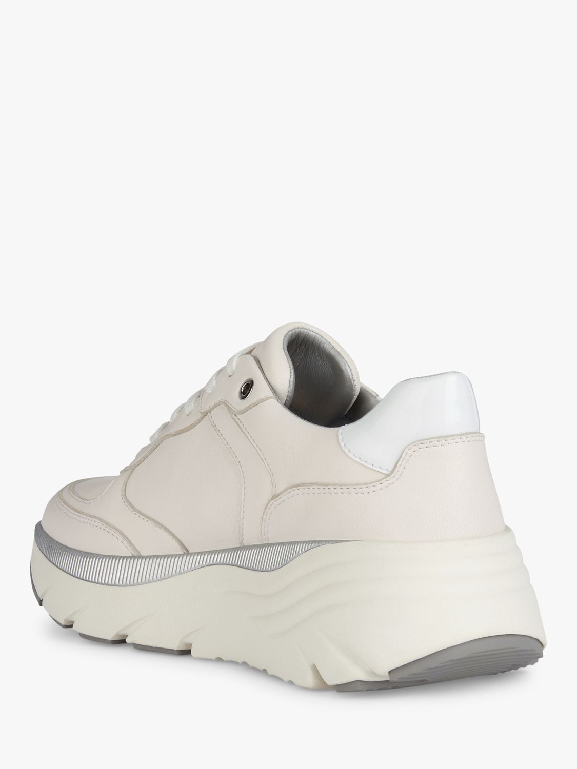 Geox Diamanta Leather Lace Up Shoes, White at John & Partners