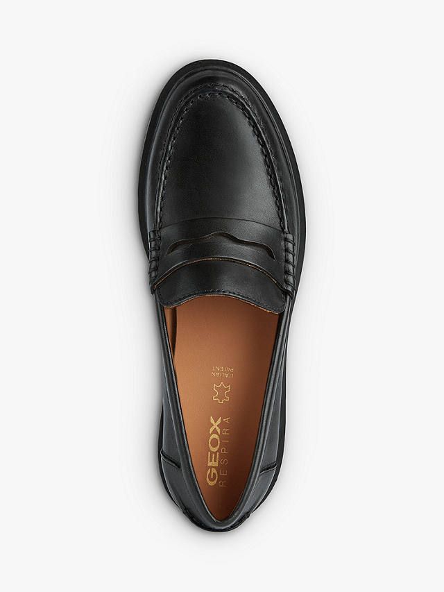 Geox Spherica EC1 Leather Loafers, Black