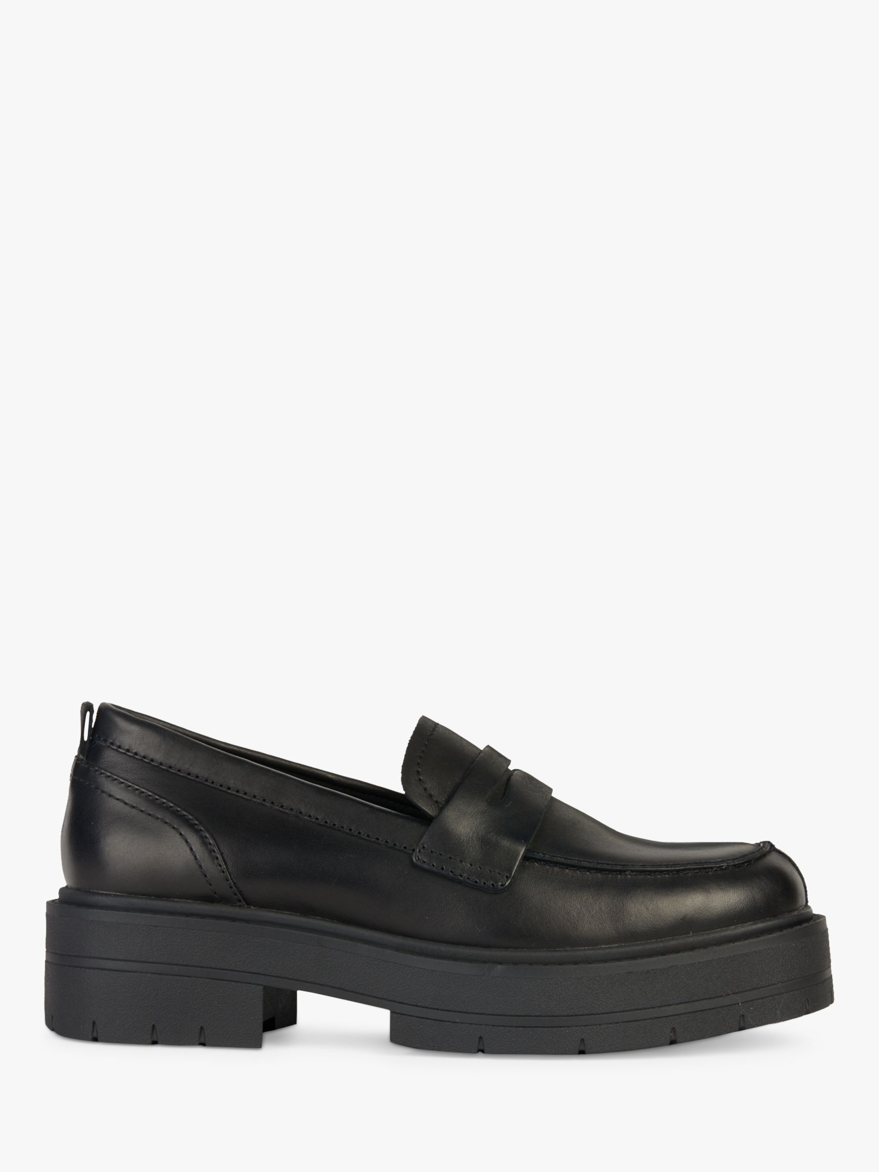 Geox D Spherica EC7 Leather Loafers, Black at John Lewis & Partners