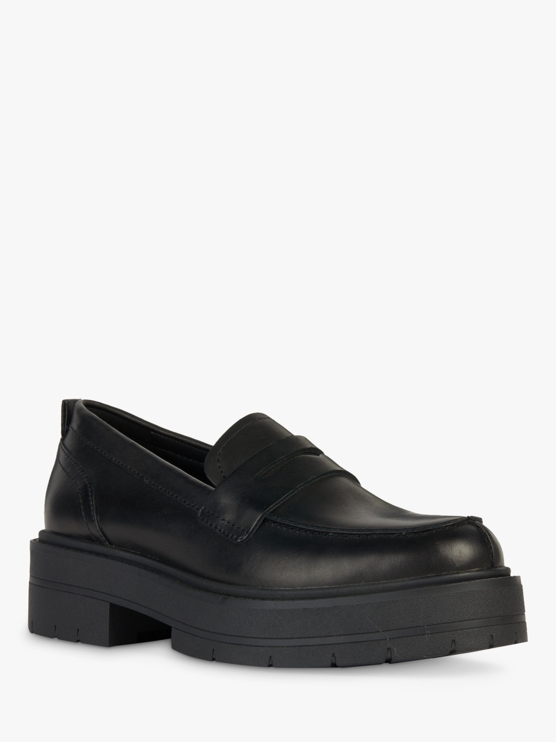 Geox D Spherica EC7 Leather Loafers, Black at John Lewis & Partners