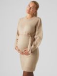 Mamalicious Newanna Knit Maternity Dress, Neutral Melange, Neutral Melange