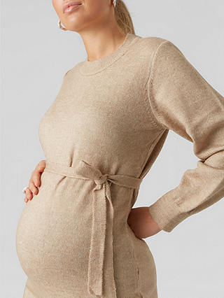 Mamalicious Newanna Knit Maternity Dress, Neutral Melange