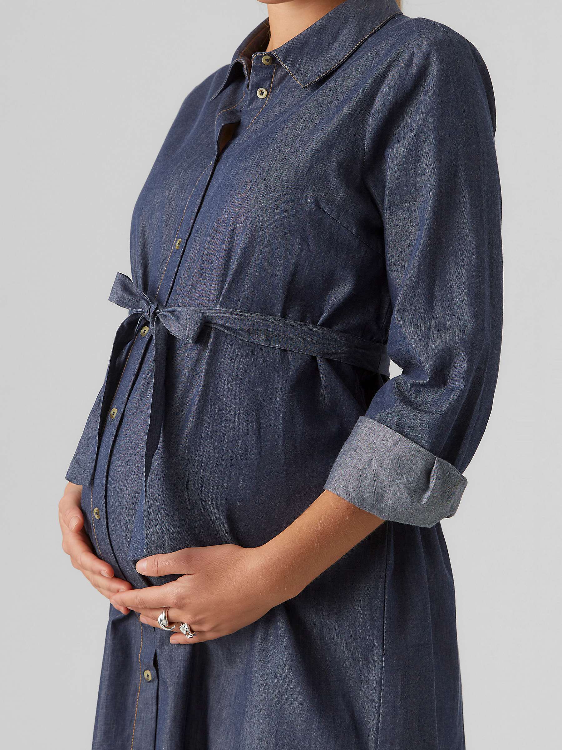 Buy Mamalicious Natalia Denim Maternity & Nursing Shirt Dress, Medium Blue Online at johnlewis.com