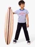 Petit Bateau Kids' Logo Stripe T-Shirt, Marshmallow/Perse