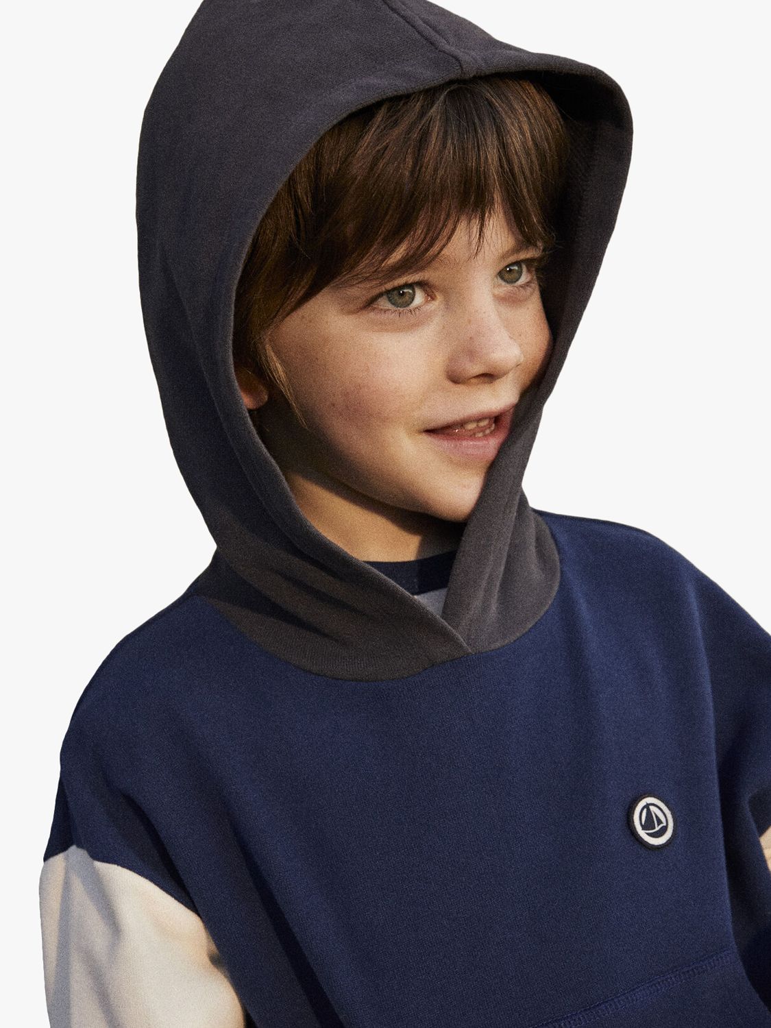 Buy Petit Bateau Kids' Hooded Colour Block Sweatshirt, Medieval/Multi Online at johnlewis.com
