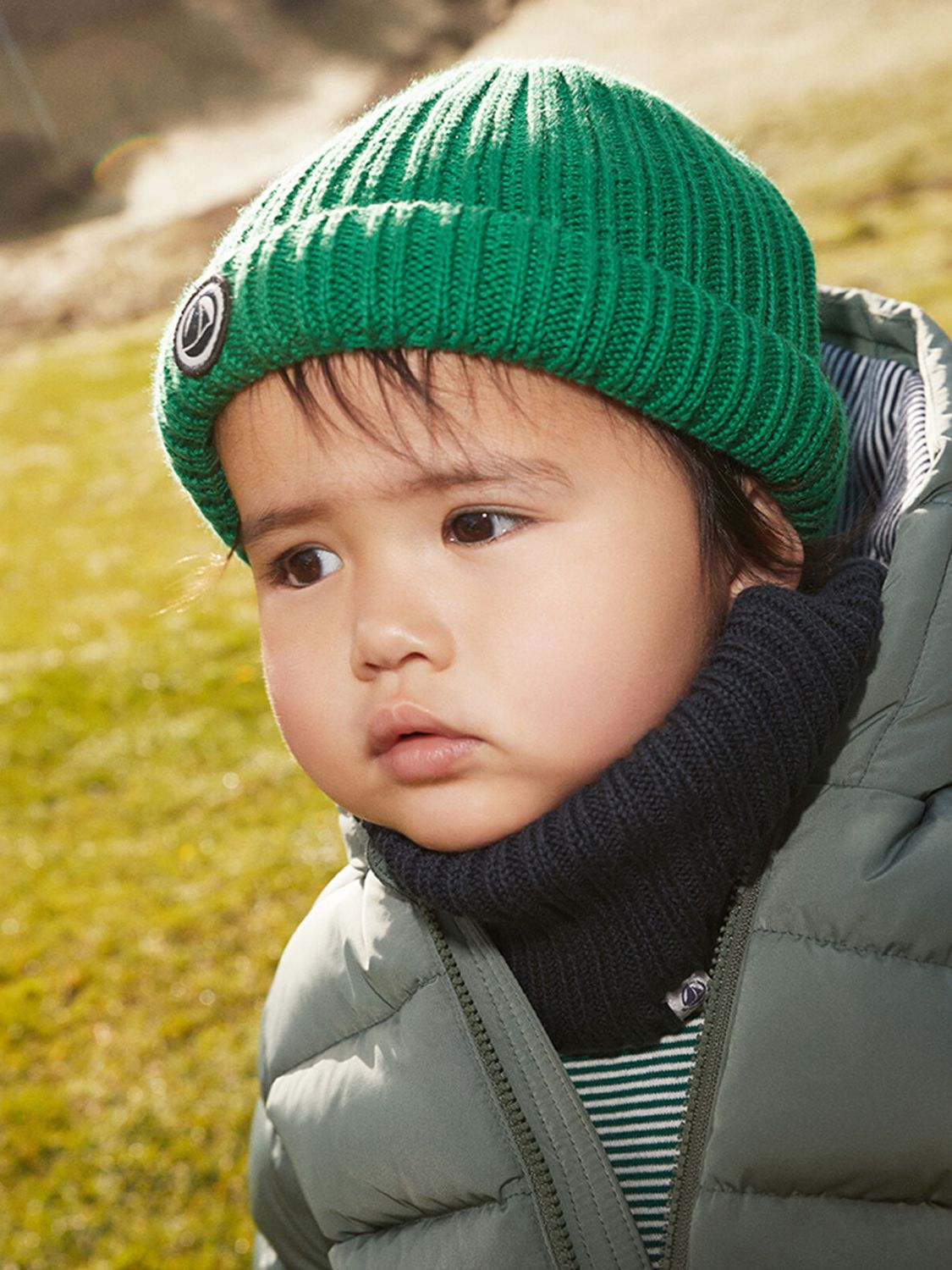 Petit Bateau Baby Fleece Lined Knitted Hat, Matcha at John Lewis & Partners