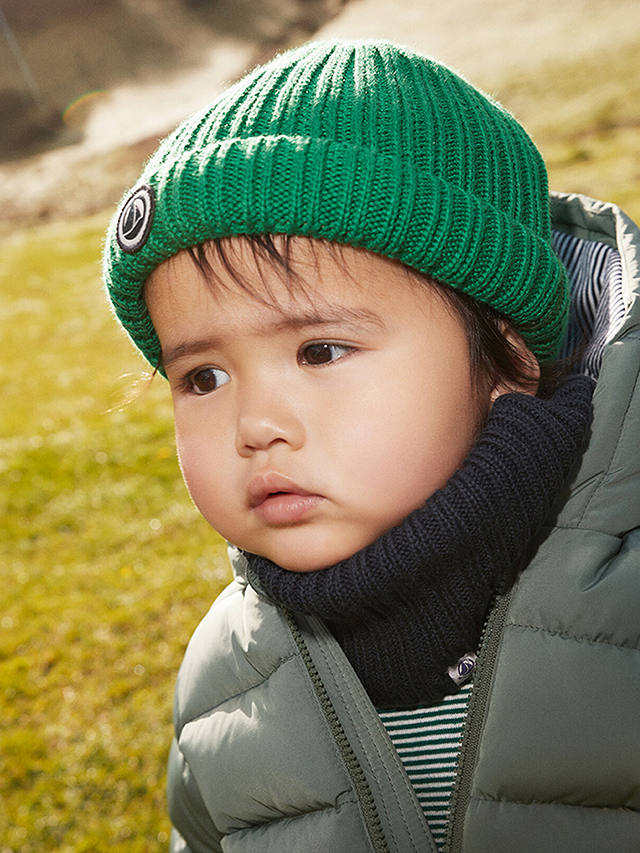 Petit Bateau Baby Fleece Lined Knitted Hat, Matcha