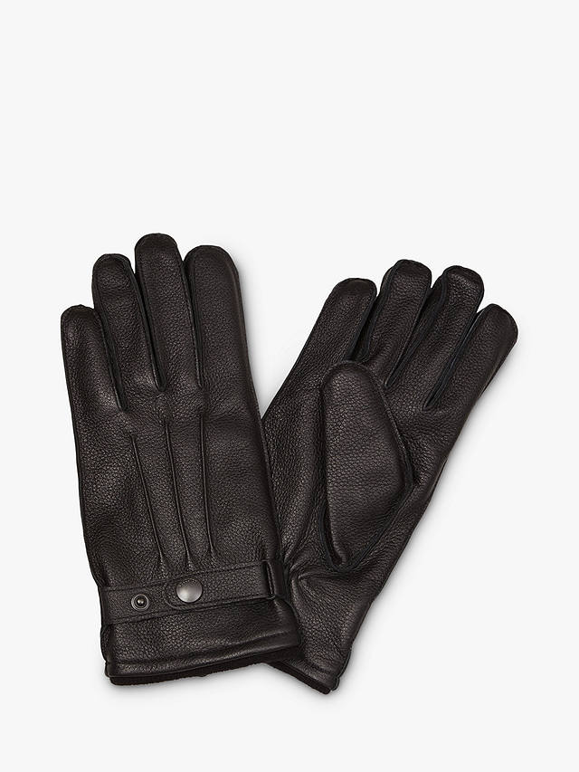 SELECTED HOMME Leather Gloves, Black