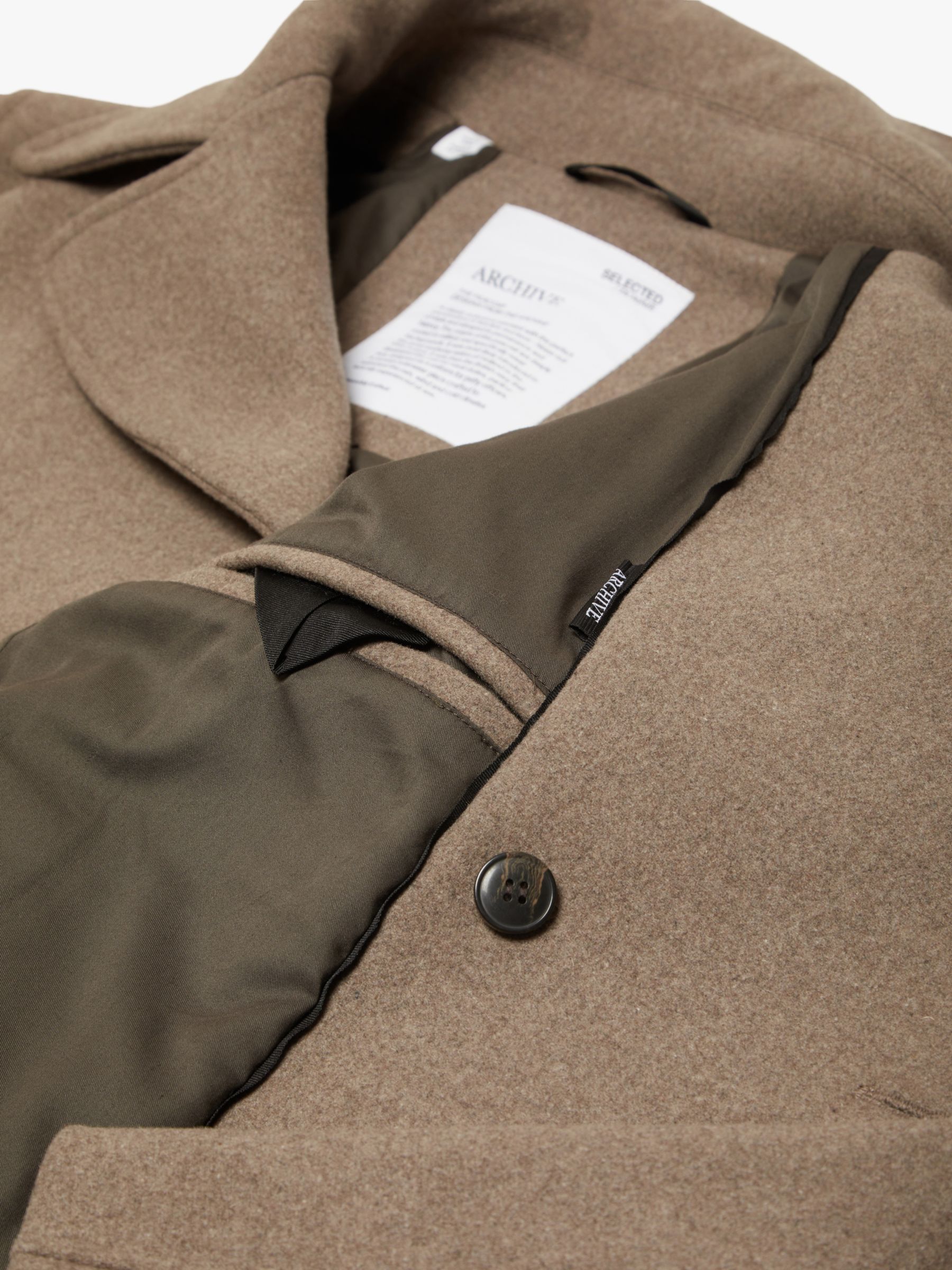 Buy SELECTED HOMME Wool Blend Pea Coat Online at johnlewis.com