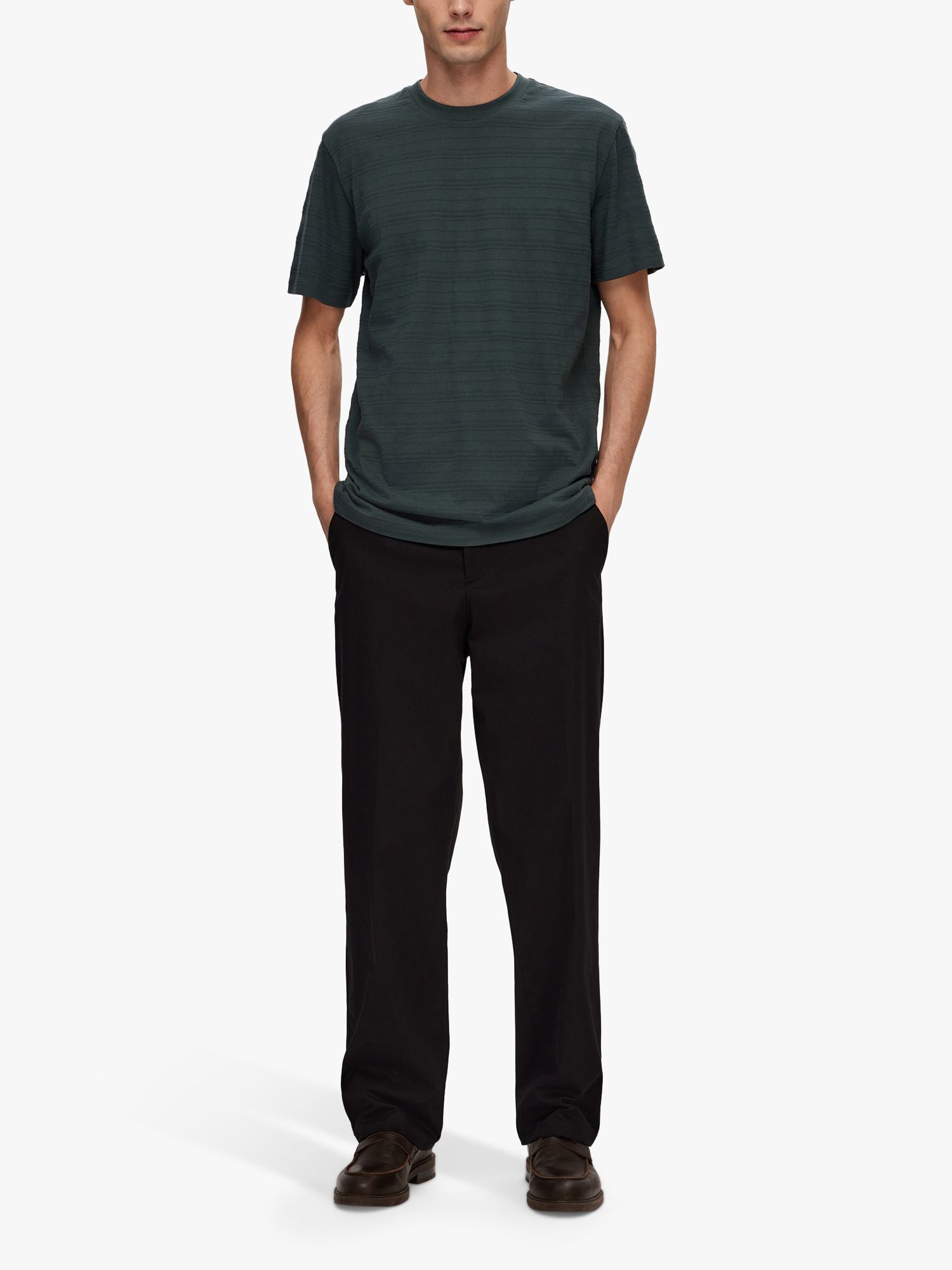 SELECTED HOMME Jacquard Short Sleeve T-Shirt, Green